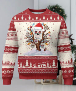 Mexico Xmas Ugly Christmas Sweater Sugar Skull On Tree Funny Xmas