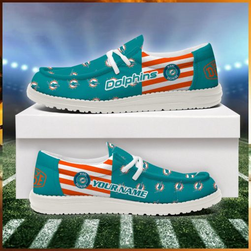 Miami Dolphins 2024 Version Personalized Hey Dude Shoes