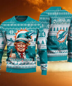 Miami Dolphins Christmas Donald Trump Knitted Sweater