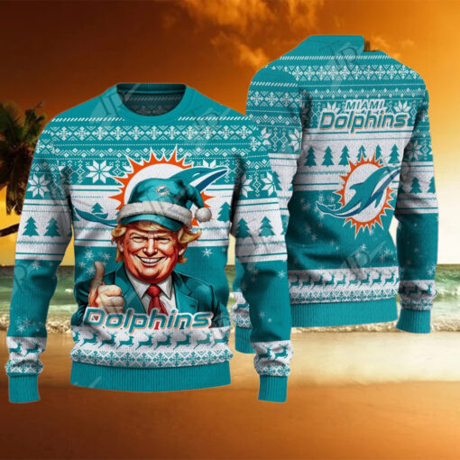 Miami Dolphins Christmas Donald Trump Knitted Sweater