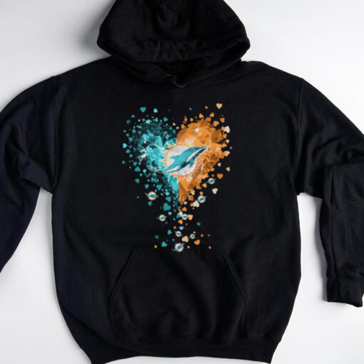 Miami Dolphins Crystal Heart Shirt