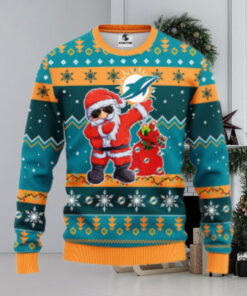 Miami Dolphins Dabbing Santa Claus Ugly Christmas Sweater