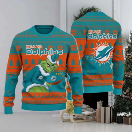 Miami Dolphins Grinch Ugly Christmas Sweater