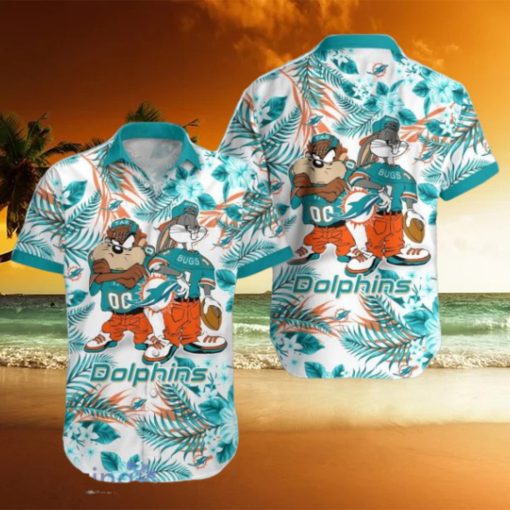 Miami Dolphins Hawaiian Shirt Taz and Bugs For NFL Team