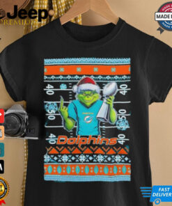 Miami Dolphins X Grinch Christmas with Super Bowl Trophy ugly Christmas shirt