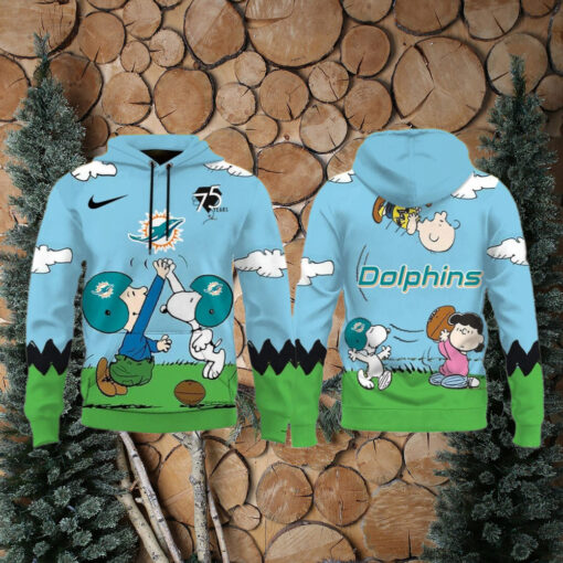 Miami Dolphins X Snoopy Peanuts 75th Anniversary Hoodie
