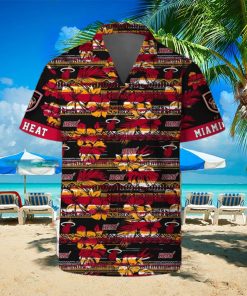 Miami Heat Hawaii Set Pattern Vintage 3D Hawaiian Shirt And Shorts