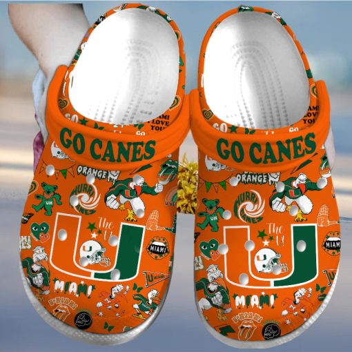 Miami Hurricanes NCAA Sport Crocs Crocband Clogs Shoes Comfortable For Men Women and Kids – Footwearelite Exclusive