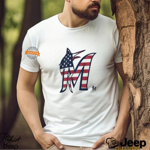 Miami Marlins M logo x Flag of the United States shirt