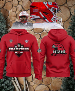 A cozy hoodie celebrating the Miami RedHawks' victory in the 2024 Arizona Bowl, featuring bold graphics and team colors. Perfect for fans wanting to commemorate this exciting win while staying warm and stylish.