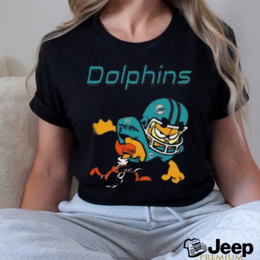 Miami dolphins garfield cat grumpy football player shirt