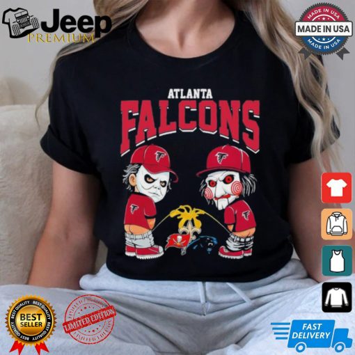 Michael Myers And Billy The Puppet X Atlanta Falcons Pee On NFL Teams Halloween Shirt