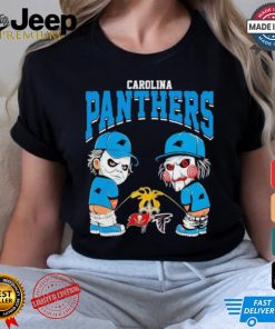 Michael Myers And Billy The Puppet X Carolina Panthers Pee On NFL Teams Halloween Shirt