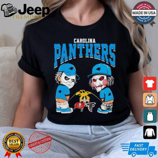 Michael Myers And Billy The Puppet X Carolina Panthers Pee On NFL Teams Halloween Shirt