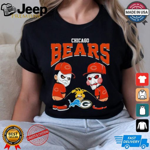 Michael Myers And Billy The Puppet X Chicago Bears Pee On NFL Teams Halloween Shirt