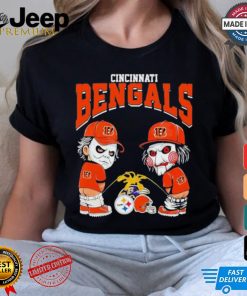 Michael Myers And Billy The Puppet X Cincinnati Bengals Pee On NFL Teams Halloween Shirt