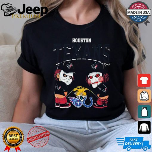 Michael Myers And Billy The Puppet X Houston Texans Pee On NFL Teams Halloween Shirt