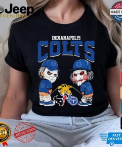 Michael Myers And Billy The Puppet X Indianapolis Colts Pee On NFL Teams Halloween Shirt