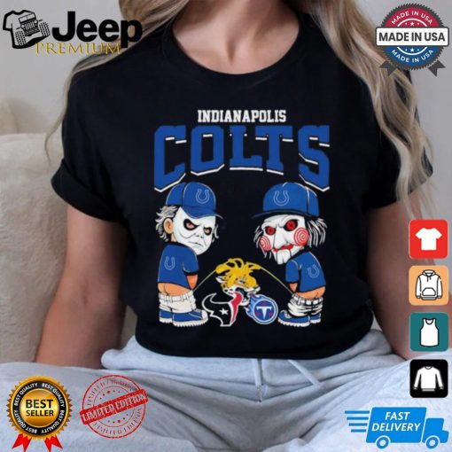 Michael Myers And Billy The Puppet X Indianapolis Colts Pee On NFL Teams Halloween Shirt