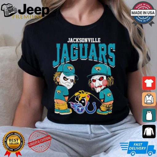 Michael Myers And Billy The Puppet X Jacksonville Jaguars Pee On NFL Teams Halloween Shirt