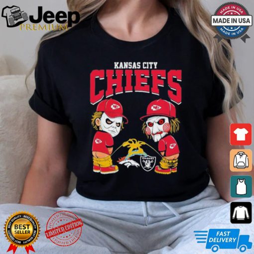 Michael Myers And Billy The Puppet X Kansas City Chiefs Pee On NFL Teams Halloween Shirt