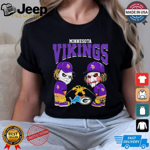 Michael Myers And Billy The Puppet X Minnesota Vikings Pee On NFL Teams Halloween Shirt