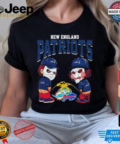 Michael Myers And Billy The Puppet X New England Patriots Pee On NFL Teams Halloween Shirt