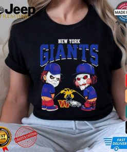 Michael Myers And Billy The Puppet X New York Giants Pee On NFL Teams Halloween Shirt