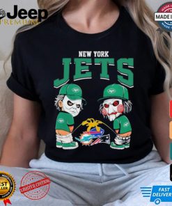 Michael Myers And Billy The Puppet X New York Jets Pee On NFL Teams Halloween Shirt