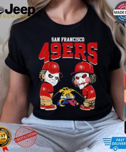 Michael Myers And Billy The Puppet X San Francisco 49ers Pee On NFL Teams Halloween Shirt