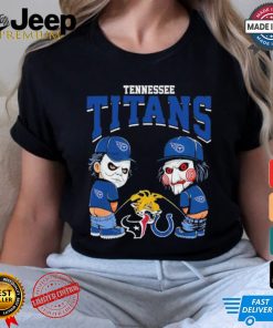 Michael Myers And Billy The Puppet X Tennessee Titans Pee On NFL Teams Halloween Shirt