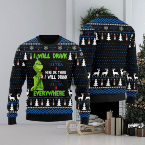 Michelob Ultra Grinch Will Drink Everywhere Ugly Sweater