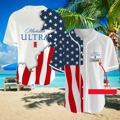 Michelob Ultra US Flag Personalized Patriotic Baseball Jersey