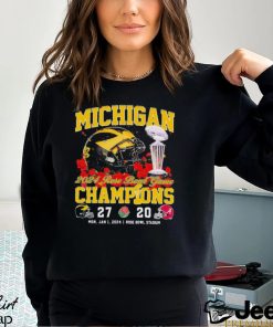 Michigan 2024 Rose Bowl Game Champions 27 20 Alabama Helmet Shirt