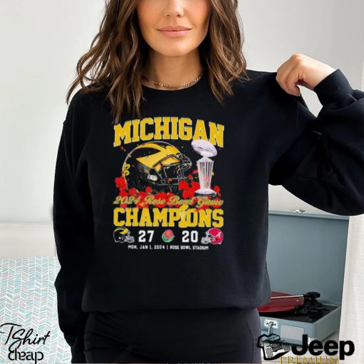 Michigan 2024 Rose Bowl Game Champions 27 20 Alabama Helmet Shirt