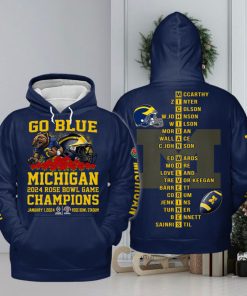 Michigan 2024 Rose Bowl Game Champions Go Blue Hoodie T Shirt