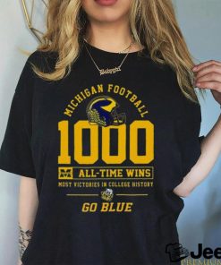 Michigan Football 1000 All Time Wins Most Victories In College History Go Blue T Shirt