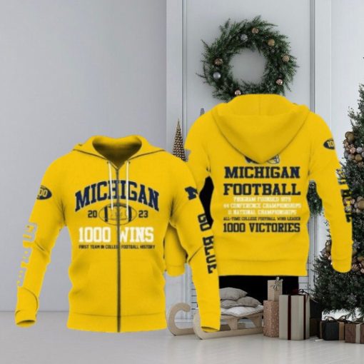 Michigan Wolverines 1000 Wins College Football Hoodies