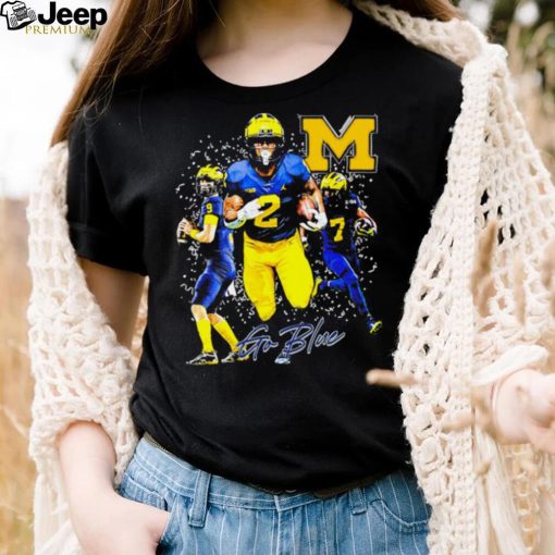 Michigan Wolverines 2024 College football Playoff National Championship players pose go blue shirt