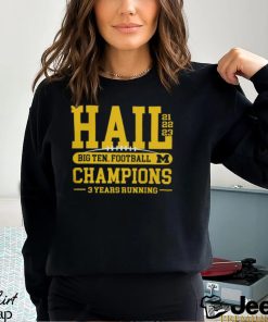 Michigan Wolverines Blue 2023 Back To Back Hail Conference Champions Shirt