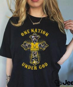 Michigan Wolverines Cross One Nation Under God Signatures Shirt