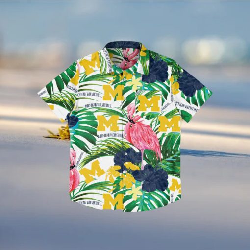 Michigan Wolverines Flamingo Hawaiian Shirt