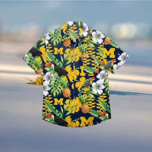 Michigan Wolverines Floral Hawaiian Shirt
