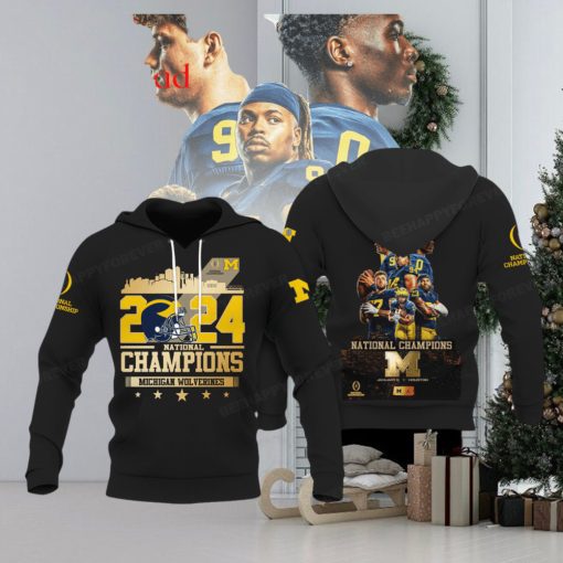 Michigan Wolverines National Champions 2024 Black Design Hoodie T Shirt