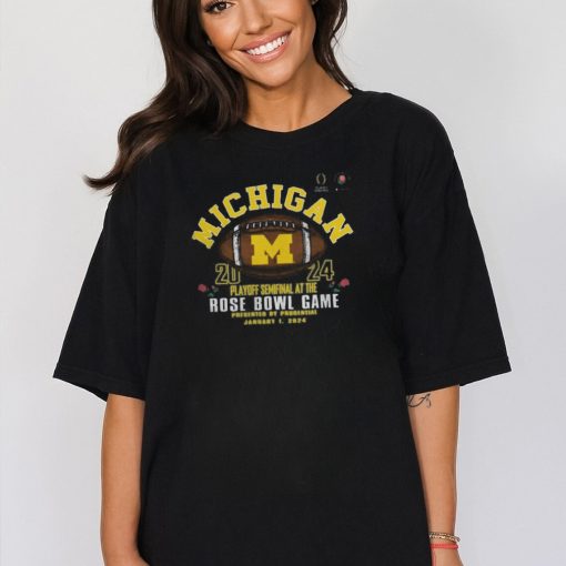 Michigan Wolverines Navy 2024 Playoff Semifinal at The Rose Bowl Game Jan 1 Shirt