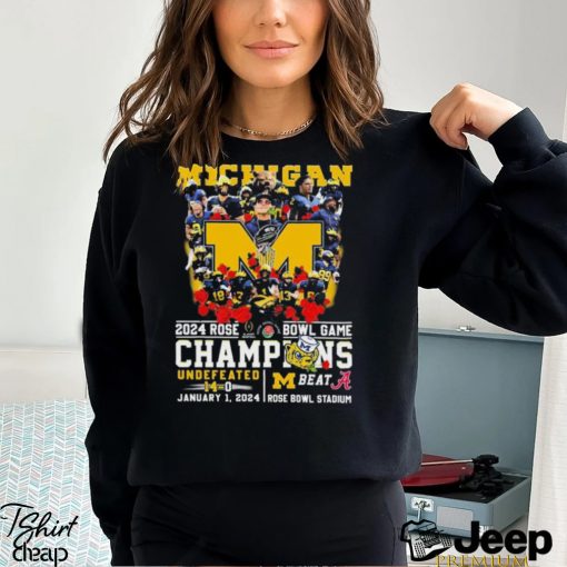 Michigan Wolverines Team 2024 Rose Bowl Game Champions Beat Alabama Undefeated 14 0 Shirt