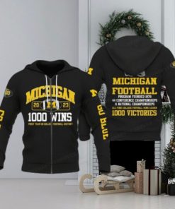 Michigan Wolverines Zip Hoodies, 1000 Wins College Football Hoodies