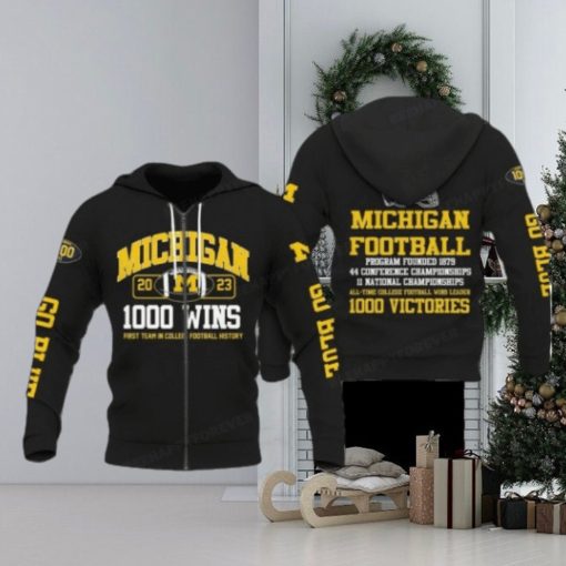 Michigan Wolverines Zip Hoodies, 1000 Wins College Football Hoodies