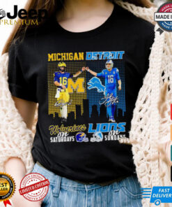 Michigan Wolverines on Saturdays Detroit Lions on Sundays Davis Warren and Jared Goff shirt