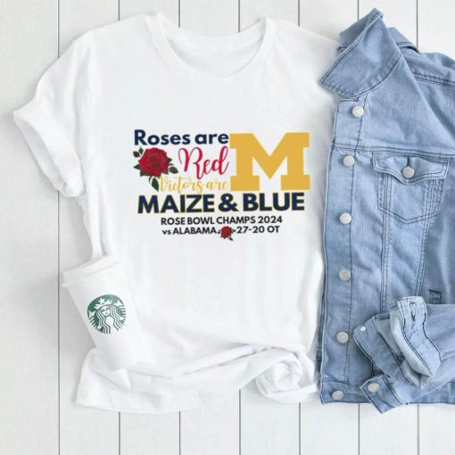 Michigan Wolverines roses are red victors are maize and blue shirt